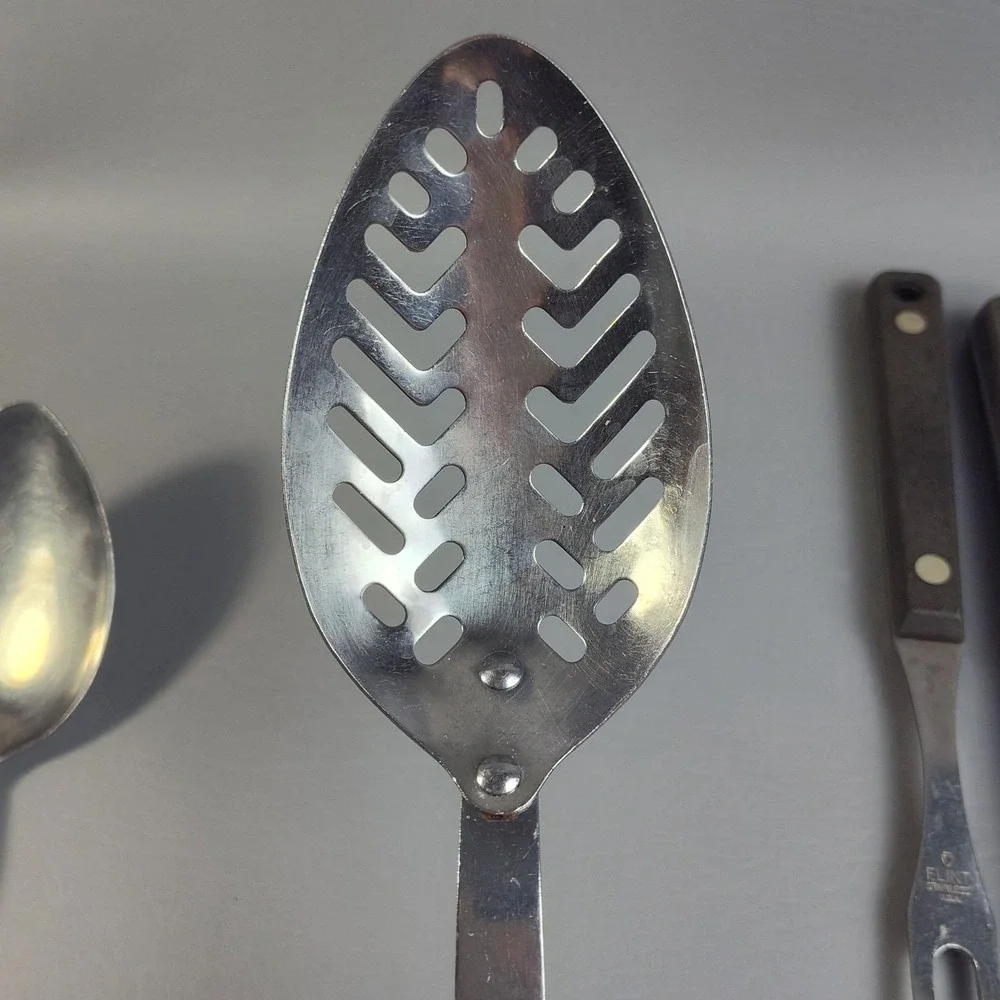 Vintage FLINT ARROWHEAD Stainless Steel Utensils SET Of 8 USA Spatula Spoons